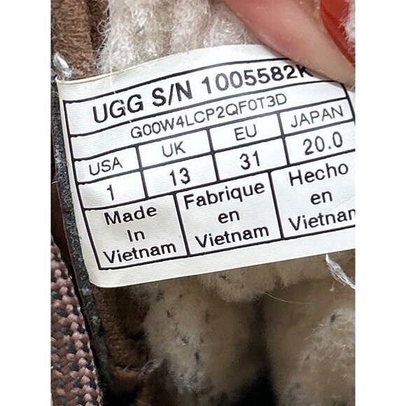 UGG US1 Youth Waterproof Brown Leather & Suede Winter Boots - Picture 7 of 8